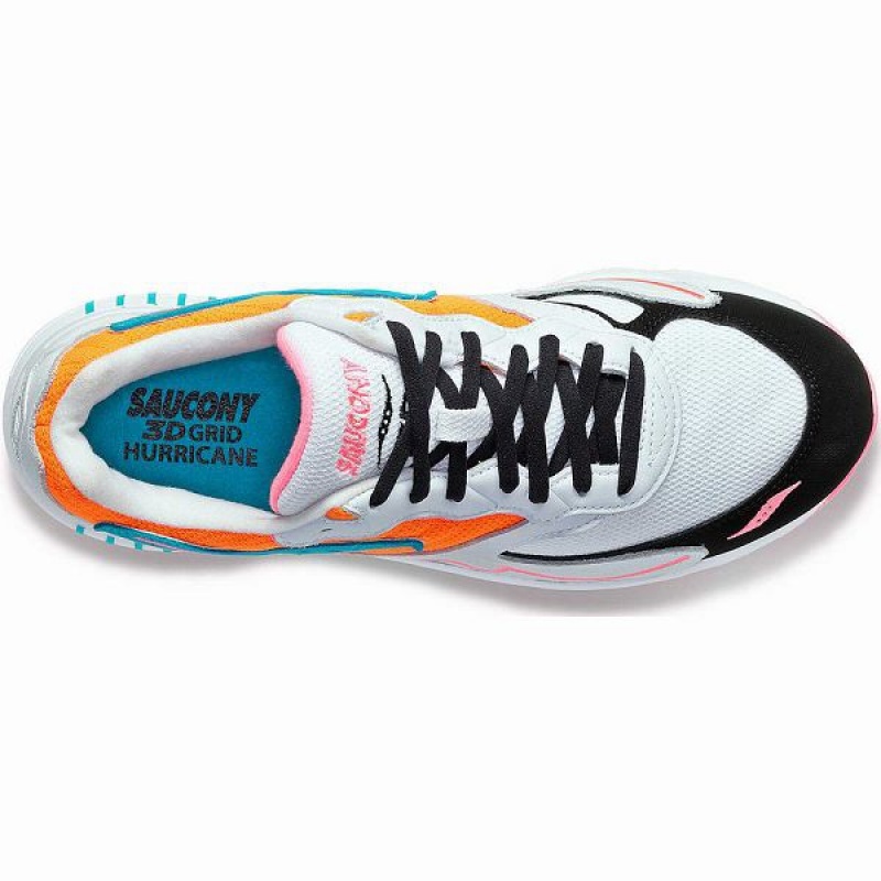 Men's Saucony 3D Grid Hurricane Sneakers White / Orange | GYWPLRZ-34