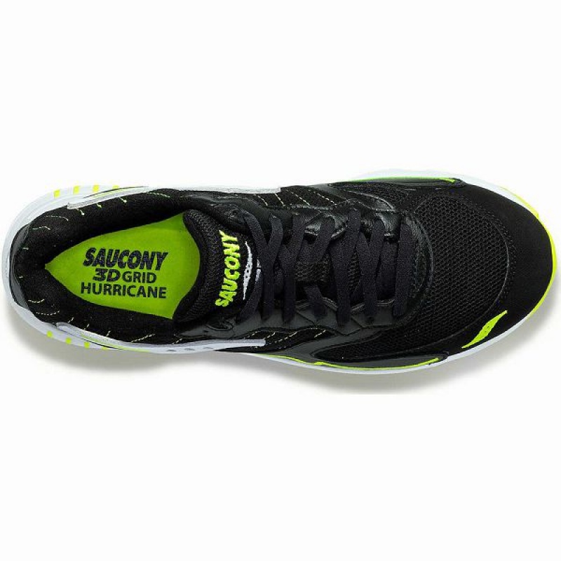 Men's Saucony 3D Grid Hurricane Sneakers Black / White | RBZQCAF-92