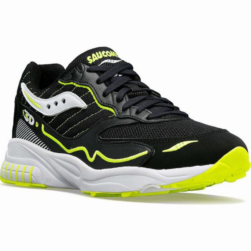 Men's Saucony 3D Grid Hurricane Sneakers Black / White | RBZQCAF-92