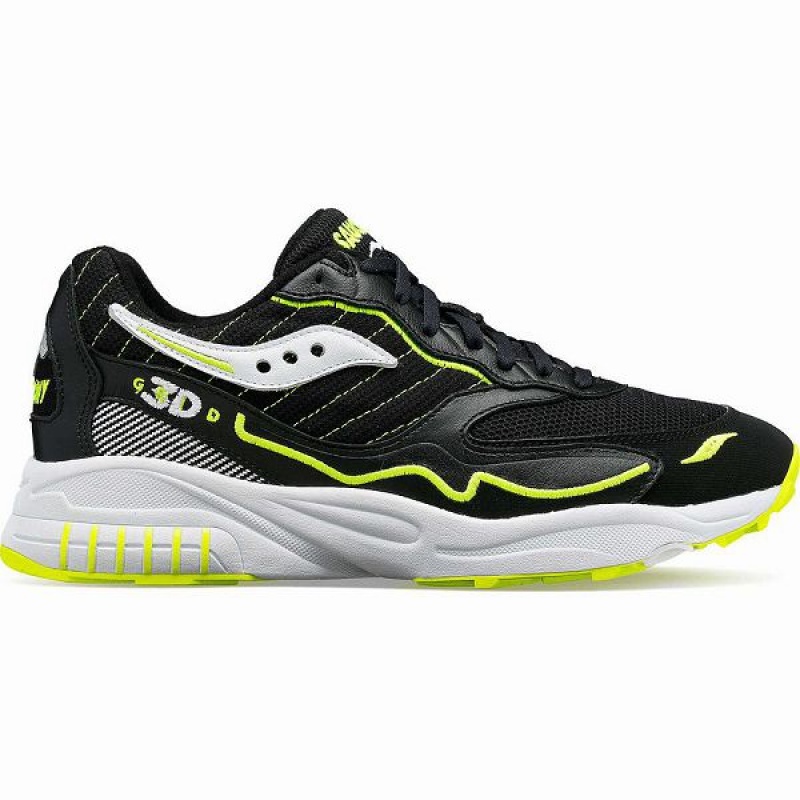 Men\'s Saucony 3D Grid Hurricane Sneakers Black / White | RBZQCAF-92