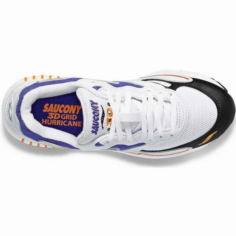 Men's Saucony 3D Grid Hurricane Sneakers White / Purple | TSVDEUN-82