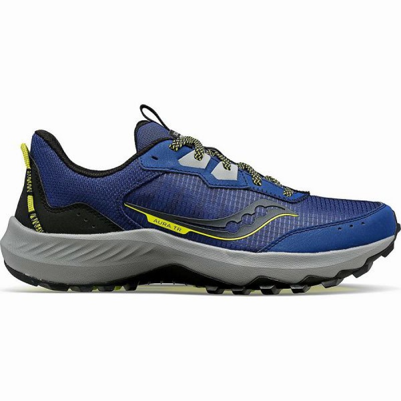 Men\'s Saucony Aura TR Running Shoes Indigo / Black | YTAXPGJ-86