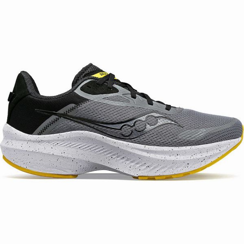 Men\'s Saucony Axon 3 Running Shoes Grey / Yellow | GDYZMVQ-16