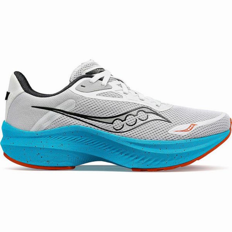 Men\'s Saucony Axon 3 Running Shoes White / Blue | AVHFSDG-28