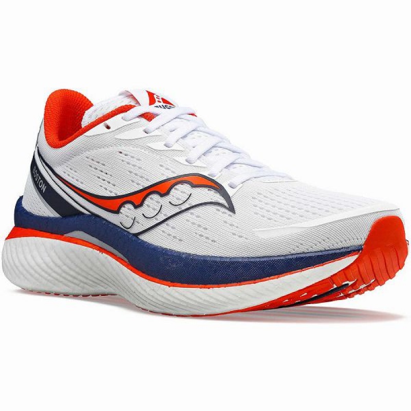 Men's Saucony Boston Endorphin Speed 3 Running Shoes White / Navy | WLQIJES-60