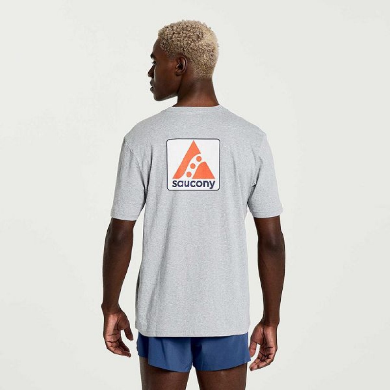 Men's Saucony Boston Rested T Shirts Grey | LYTKEDM-74