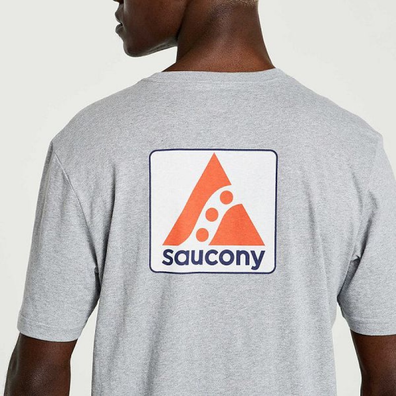 Men's Saucony Boston Rested T Shirts Grey | LYTKEDM-74