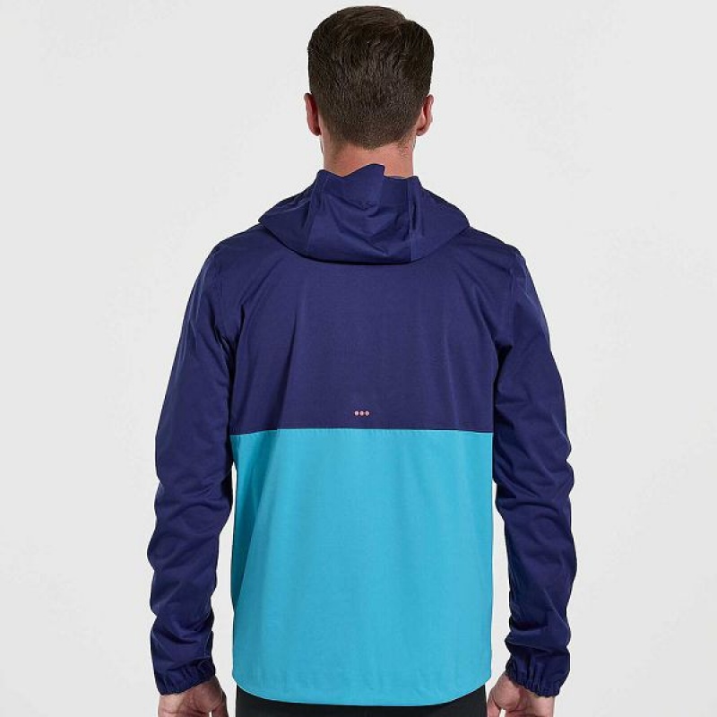 Men's Saucony Boulder Drizzle Jackets Navy | BPKFWVO-96