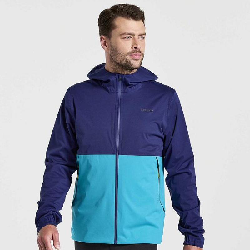 Men\'s Saucony Boulder Drizzle Jackets Navy | BPKFWVO-96