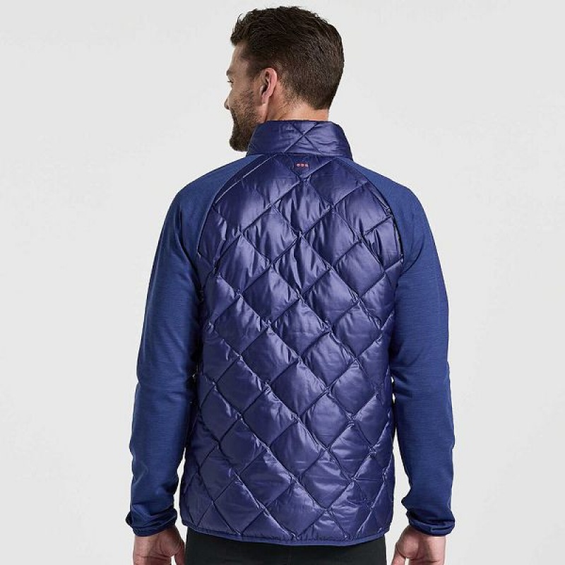 Men's Saucony Boulder Oysterpuff Jackets Navy | YOKWIBH-87