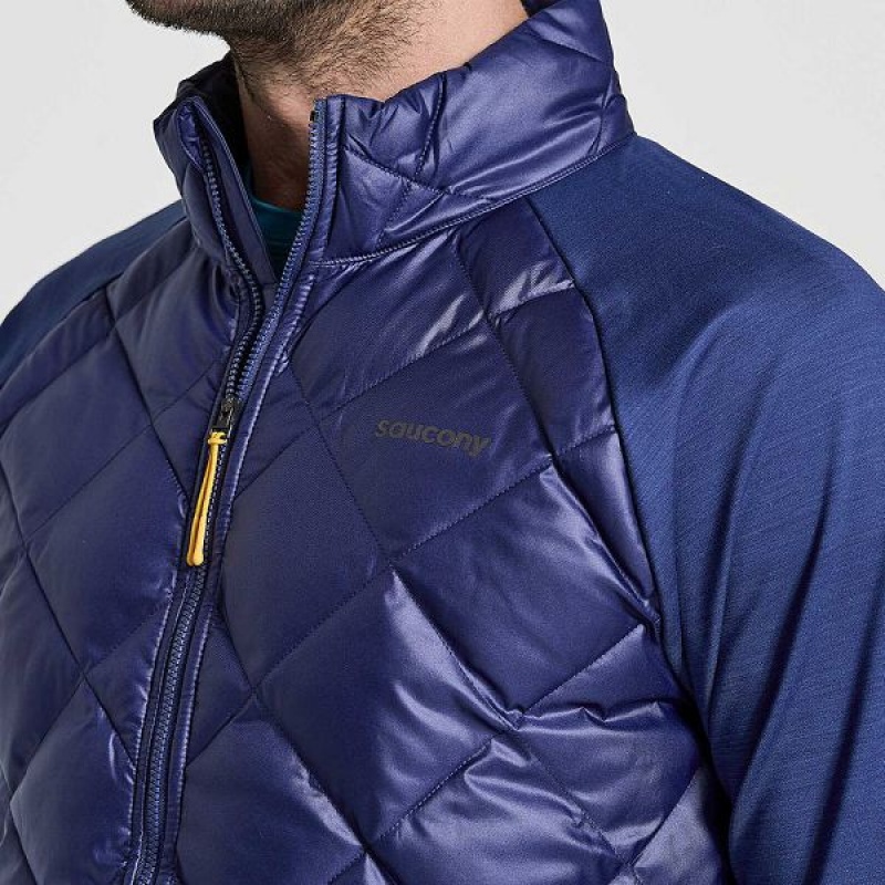 Men's Saucony Boulder Oysterpuff Jackets Navy | YOKWIBH-87