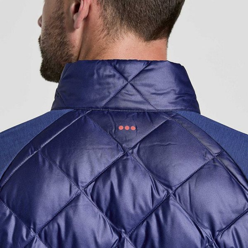 Men's Saucony Boulder Oysterpuff Jackets Navy | YOKWIBH-87