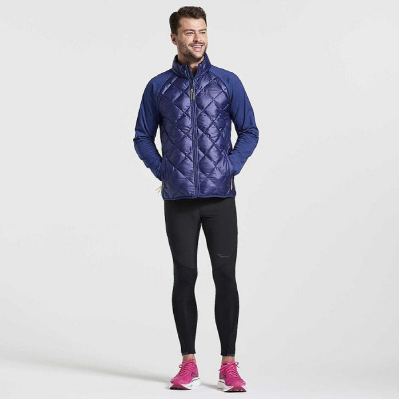 Men's Saucony Boulder Oysterpuff Jackets Navy | YOKWIBH-87