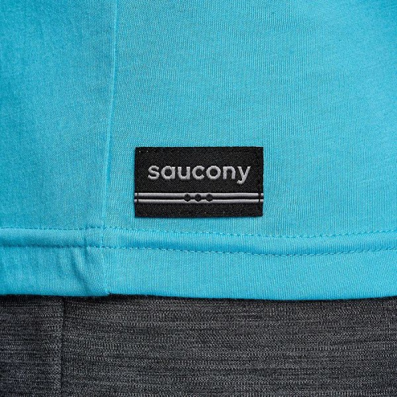 Men's Saucony Chicago Rested T Shirts Blue | YTDHIGF-49