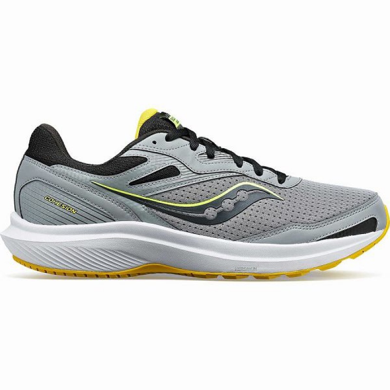 Men\'s Saucony Cohesion 16 Running Shoes Grey / Yellow | GMCHXKY-42