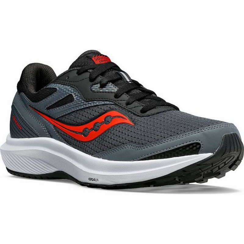 Men's Saucony Cohesion 16 Walking Shoes Grey / Red Blue | ODXEBAC-10