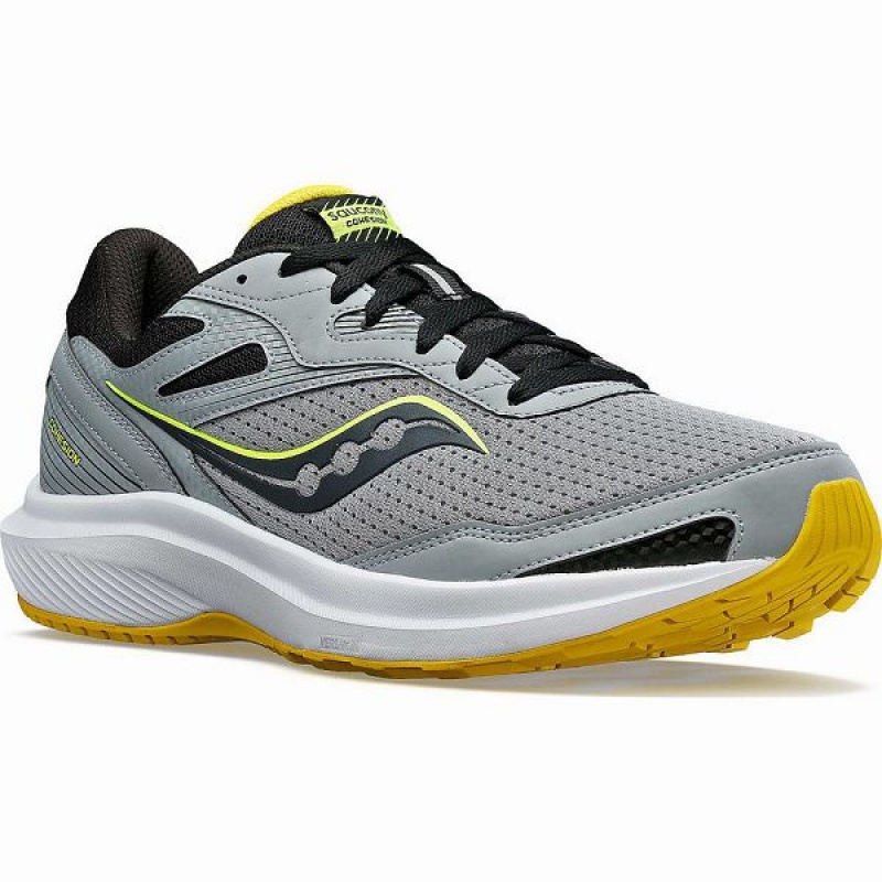 Men's Saucony Cohesion 16 Walking Shoes Grey / Yellow | AELWXZU-84