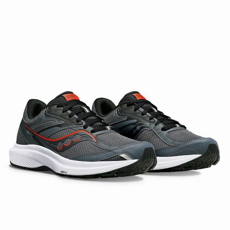 Men's Saucony Cohesion 17 Wide Running Shoes Grey / Black | QBNWGOH-80