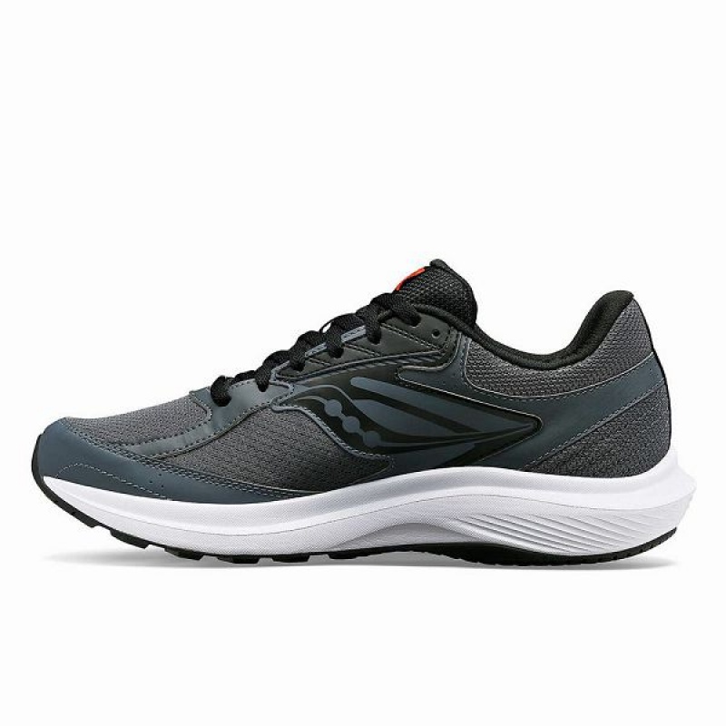 Men's Saucony Cohesion 17 Wide Running Shoes Grey / Black | QBNWGOH-80