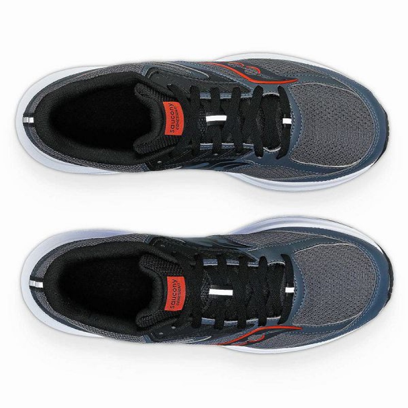 Men's Saucony Cohesion 17 Wide Running Shoes Grey / Black | QBNWGOH-80