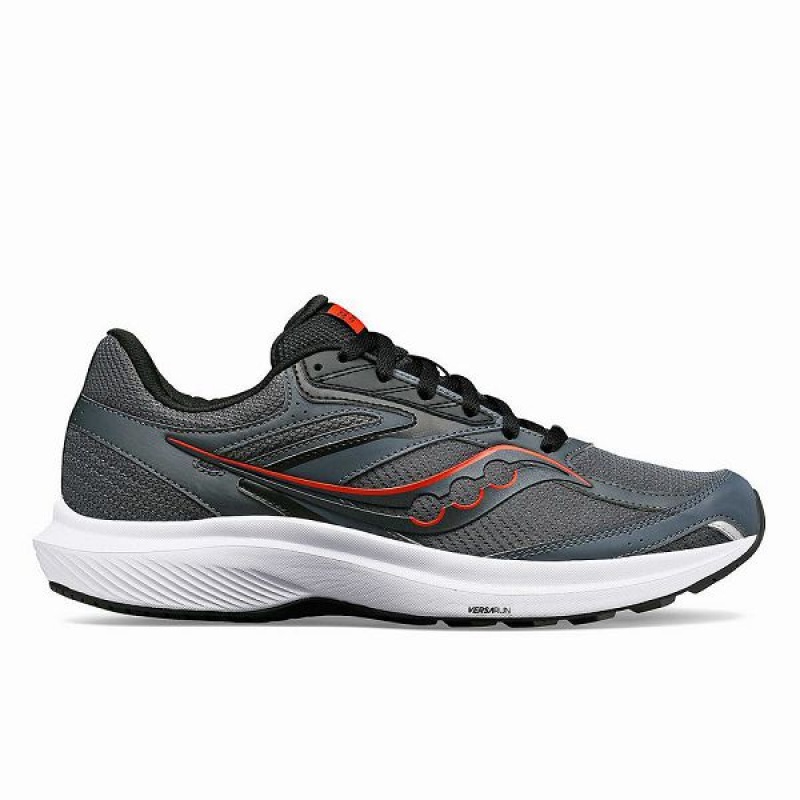 Men\'s Saucony Cohesion 17 Wide Running Shoes Grey / Black | QBNWGOH-80