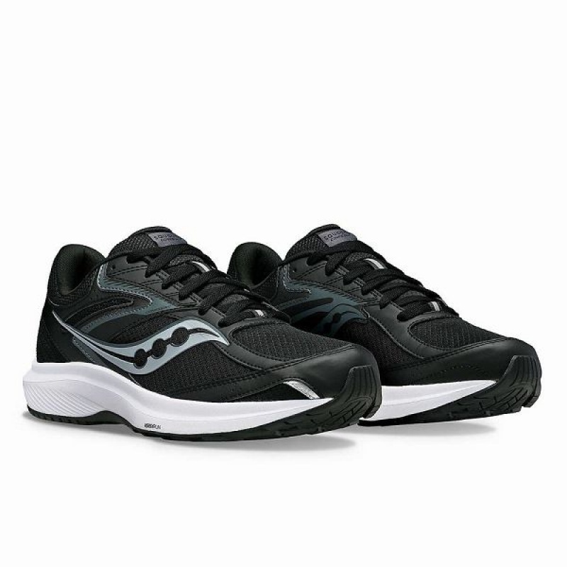 Men's Saucony Cohesion 17 Wide Running Shoes Black / White | NBDATVC-35