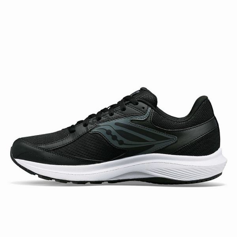 Men's Saucony Cohesion 17 Wide Running Shoes Black / White | NBDATVC-35