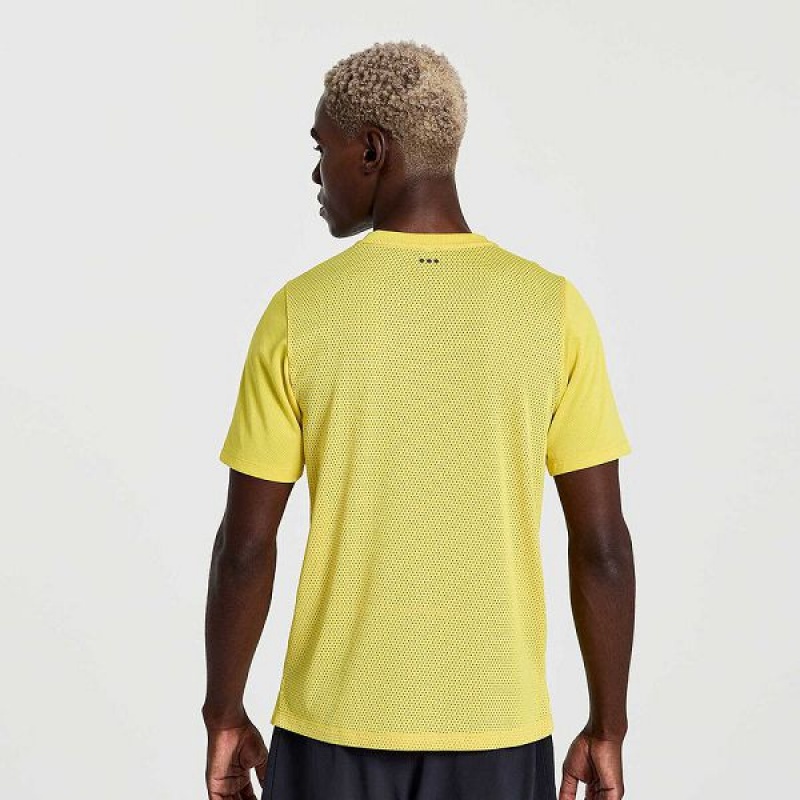 Men's Saucony Elevate Short Sleeve T Shirts Yellow | GFYQJAI-16