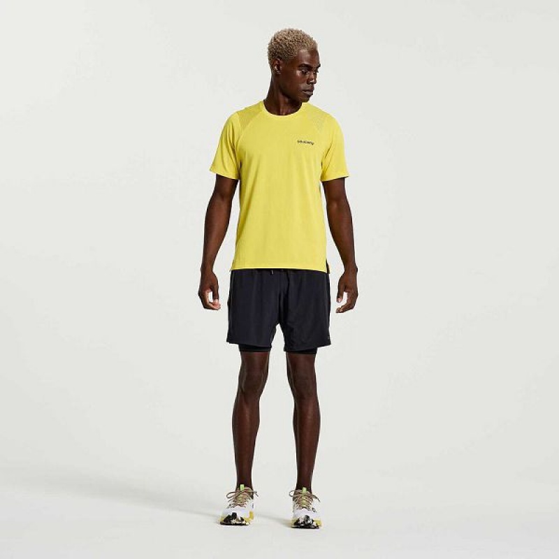 Men's Saucony Elevate Short Sleeve T Shirts Yellow | GFYQJAI-16