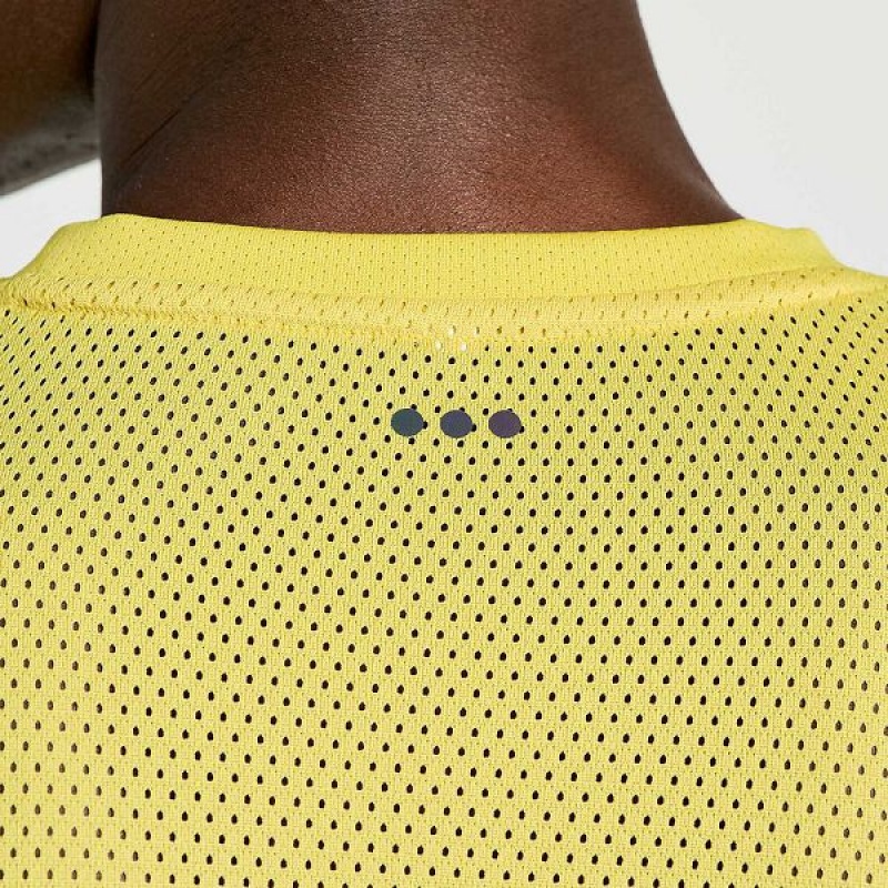 Men's Saucony Elevate Short Sleeve T Shirts Yellow | GFYQJAI-16