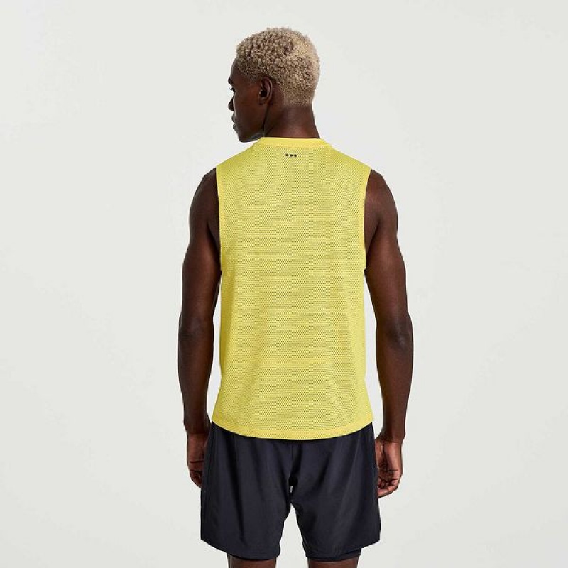 Men's Saucony Elevate Sleeveless Tank Top Yellow | IYOJKAN-37