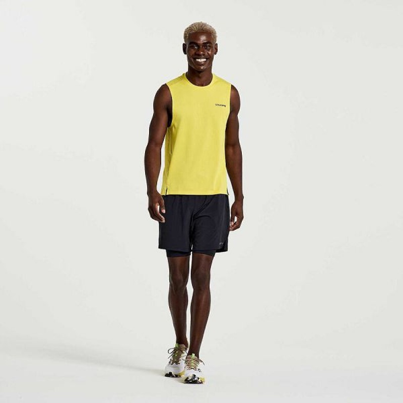 Men's Saucony Elevate Sleeveless Tank Top Yellow | IYOJKAN-37