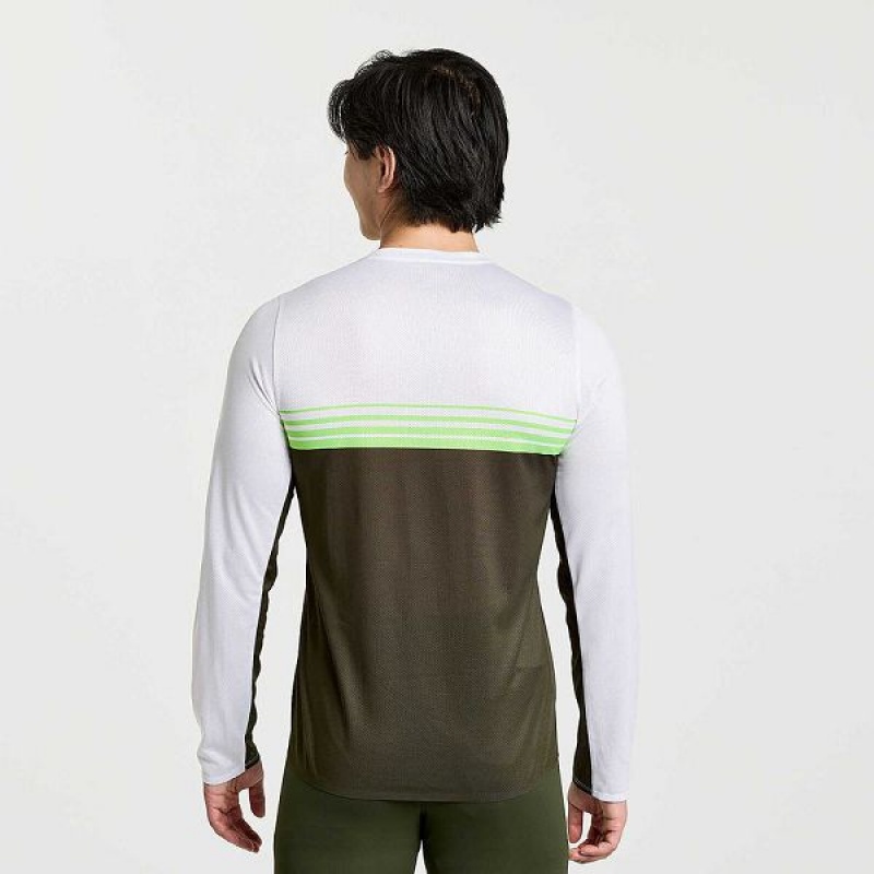 Men's Saucony Elite Long Sleeve T Shirts Umbra | NXTHKZC-56