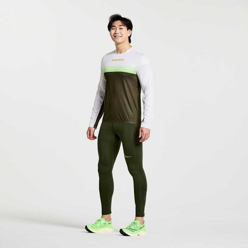 Men's Saucony Elite Long Sleeve T Shirts Umbra | NXTHKZC-56