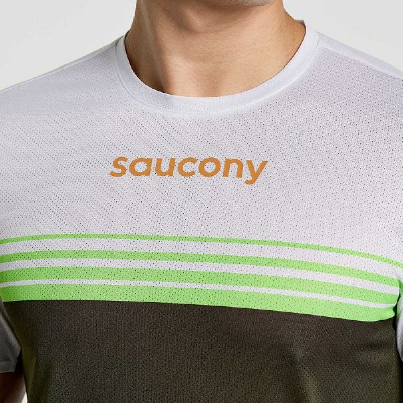 Men's Saucony Elite Short Sleeve T Shirts Umbra | JBOLFER-40