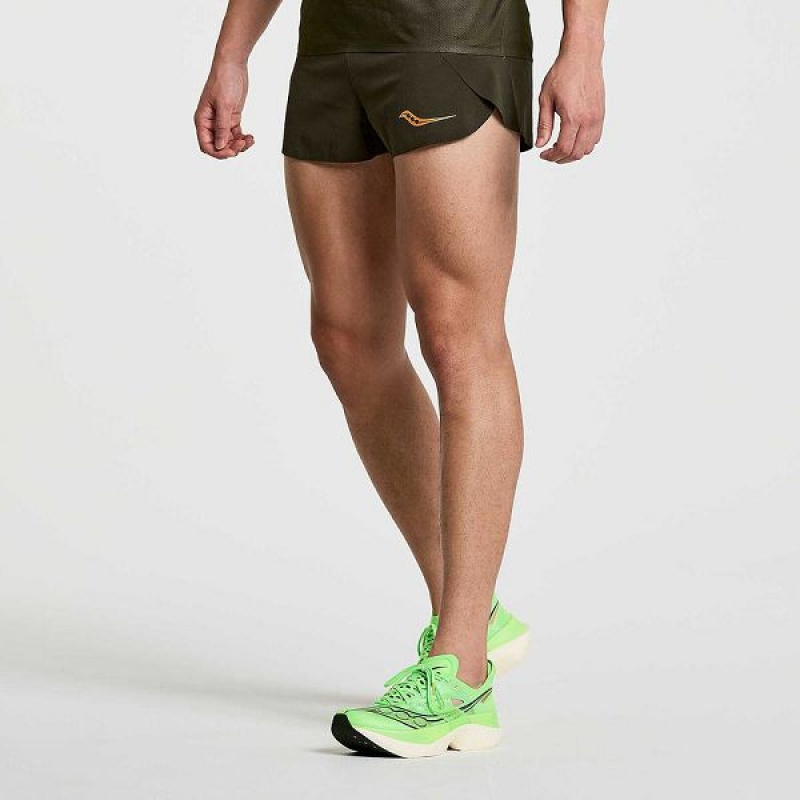 Men's Saucony Elite Split Shorts Umbra | BSCWKUR-57