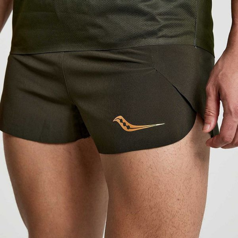 Men's Saucony Elite Split Shorts Umbra | BSCWKUR-57