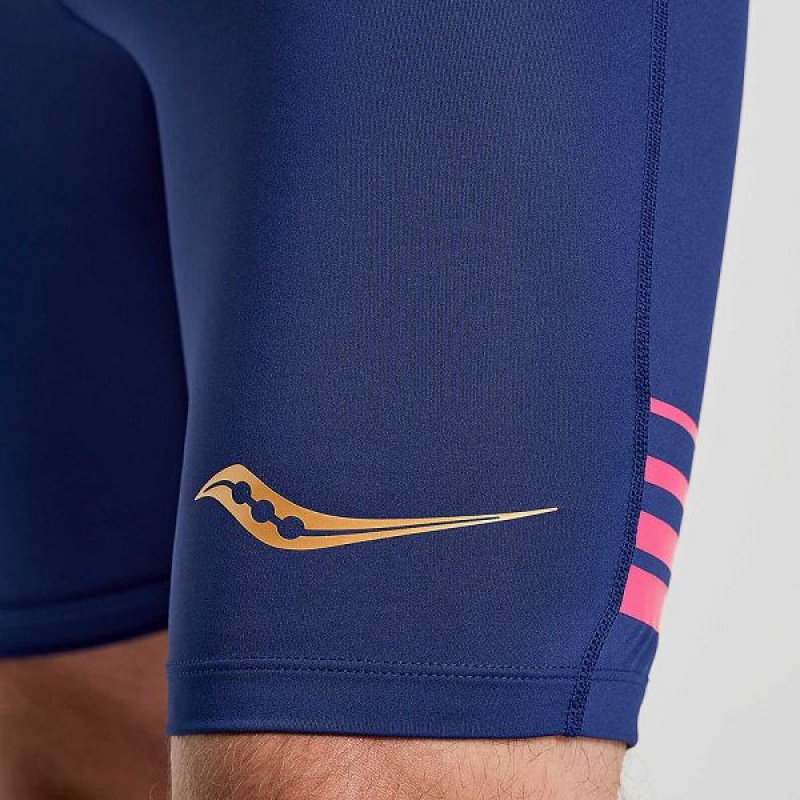 Men's Saucony Elite Tight Shorts Navy | JZUARFI-08