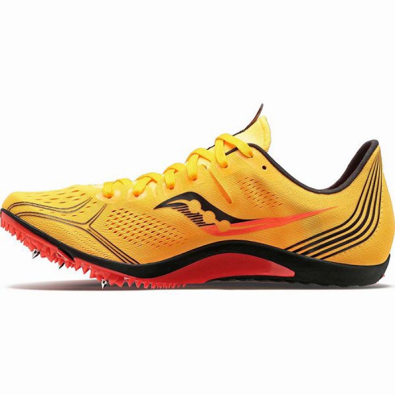 Men's Saucony Endorphin 3 Spike Spikes Shoes Gold / Red | WRNFTHQ-40