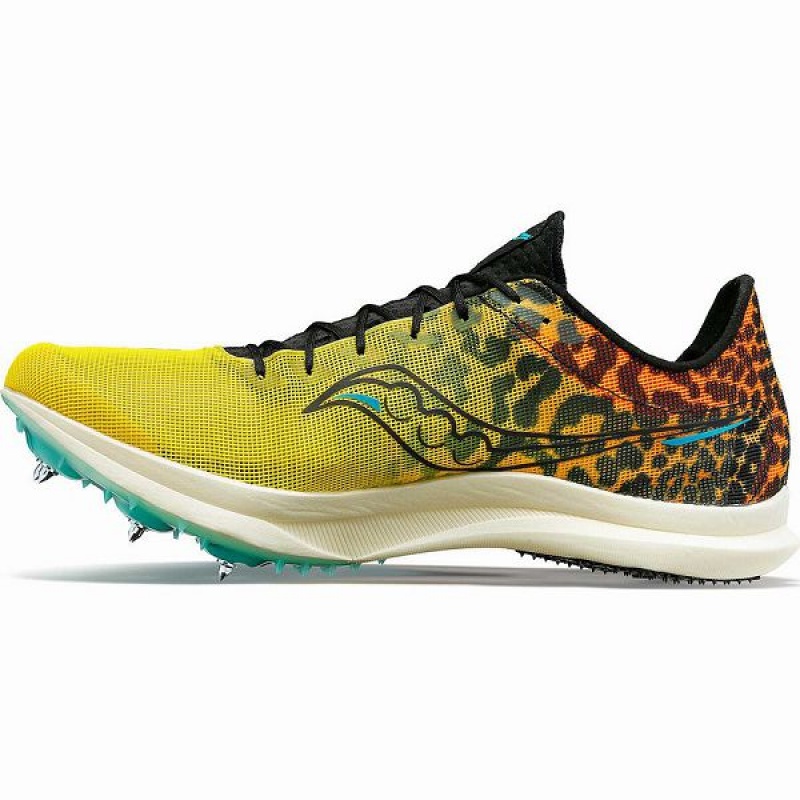 Men's Saucony Endorphin Cheetah Spikes Shoes Black | FNEBPOU-51