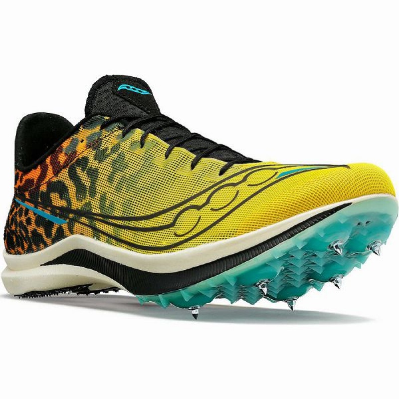 Men's Saucony Endorphin Cheetah Spikes Shoes Black | FNEBPOU-51