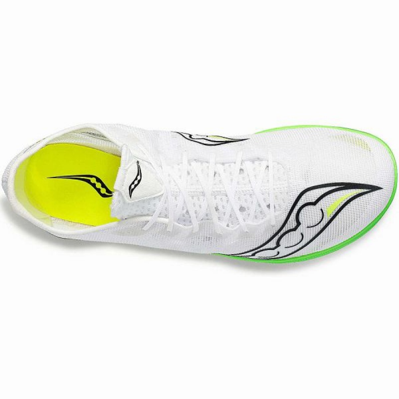 Men's Saucony Endorphin Cheetah Spikes Shoes White / Green | LSJFABW-35