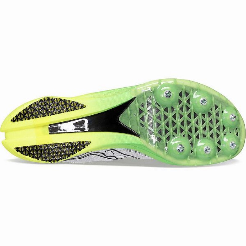 Men's Saucony Endorphin Cheetah Spikes Shoes White / Green | LSJFABW-35