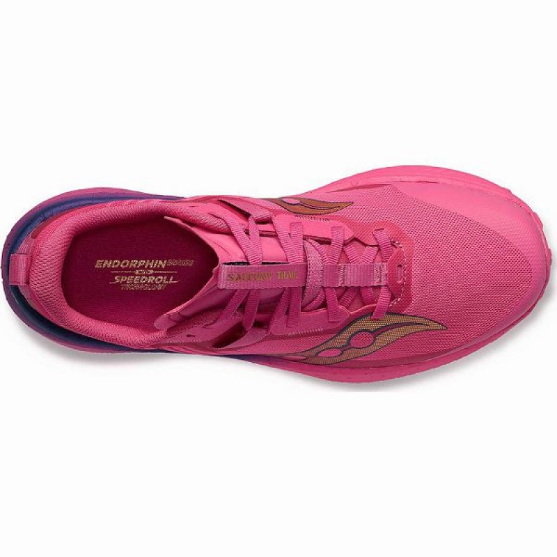 Men's Saucony Endorphin Edge Running Shoes Pink / Navy | DISOHBY-36