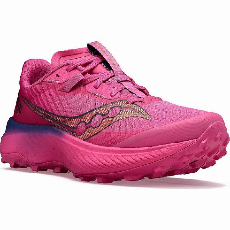 Men's Saucony Endorphin Edge Running Shoes Pink / Navy | DISOHBY-36