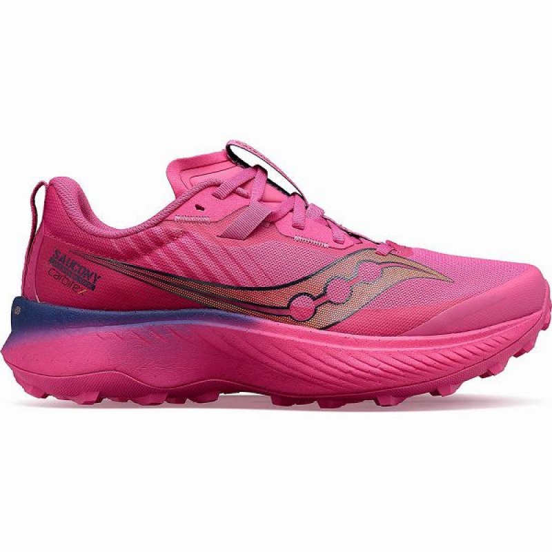 Men\'s Saucony Endorphin Edge Running Shoes Pink / Navy | DISOHBY-36