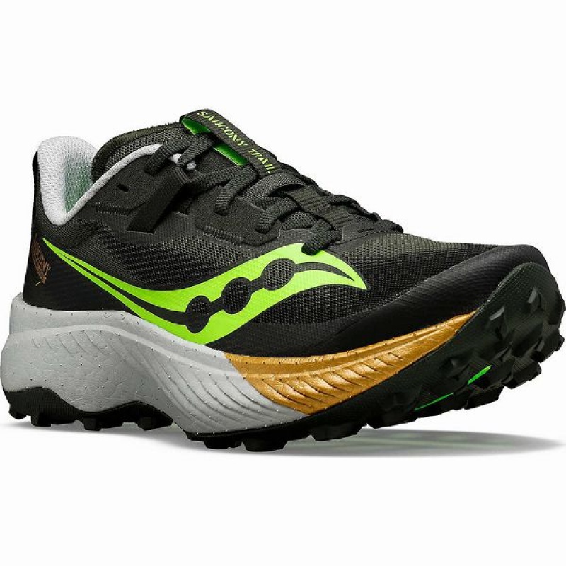 Men's Saucony Endorphin Edge Trail Running Shoes Umbra / Slime | SKCBADL-97