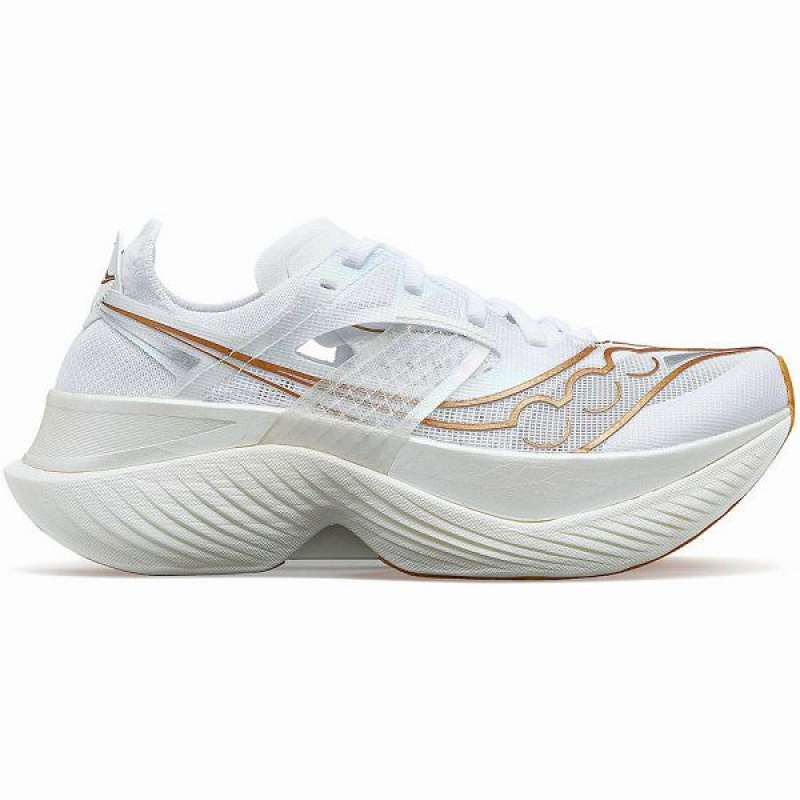 Men\'s Saucony Endorphin Elite Running Shoes White / Gold | MLCAISN-79