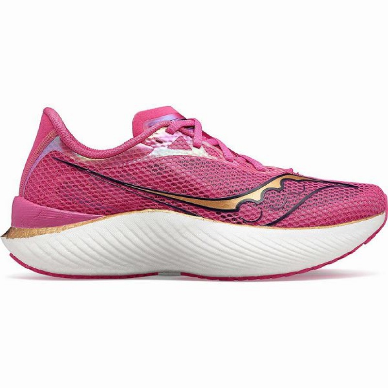 Men\'s Saucony Endorphin Pro 3 Running Shoes Pink / Navy | LTKZEBF-91