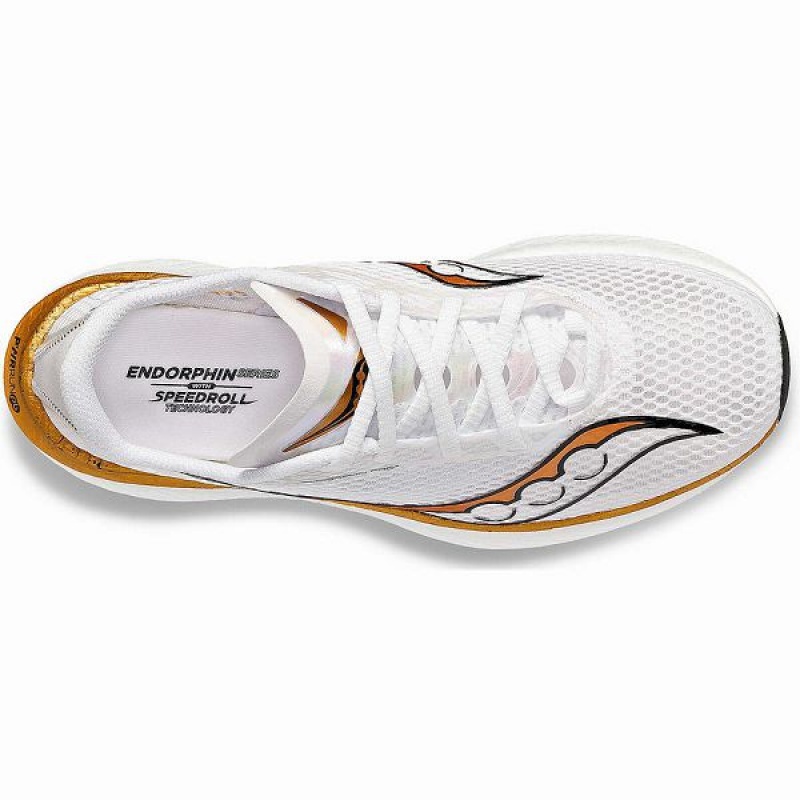 Men's Saucony Endorphin Pro 3 Running Shoes White / Gold | XTAFZPL-24